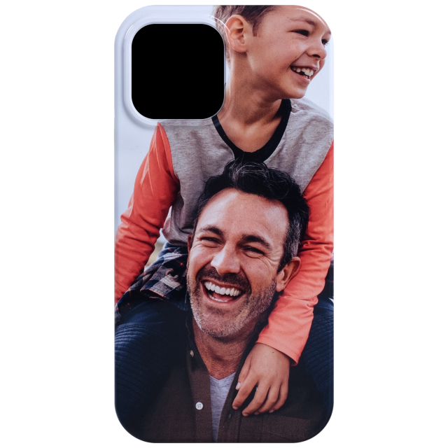 A photo of a man and his son on an impact-resistant Fuji Personalized Photo Products iPhone Tough Case.