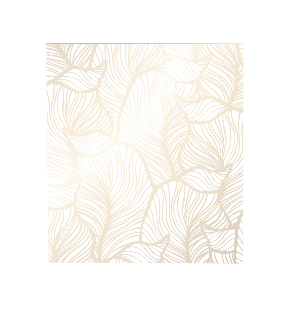 A white and gold leaf pattern on FSC-certified paper with a white background, featuring the Fuji Personalized Photo Products Photo Notepad.