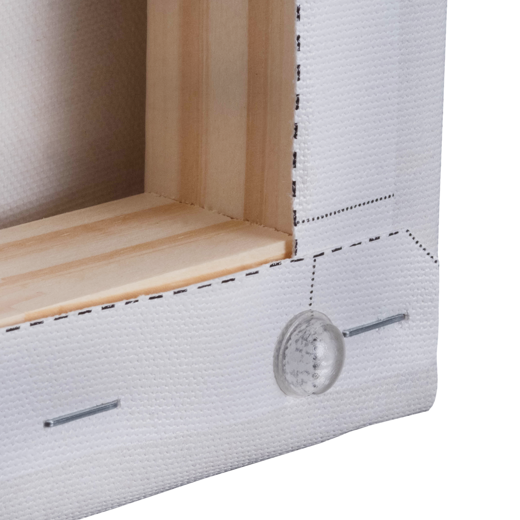 Corner of a wooden shelf with bubble level checking for horizontal alignment on a Fuji Personalized Photo Products Canvas Photo Print.