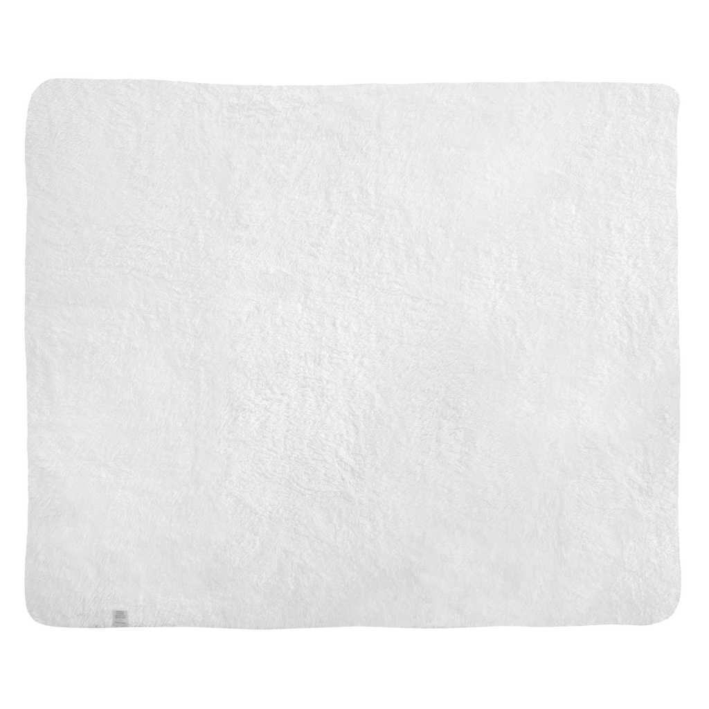 A customizable Sherpa Fleece Blanket on a white surface from Fuji Personalized Photo Products.