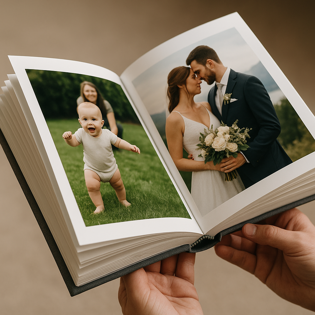 Smyth sewn binding photo album, classic binding detail