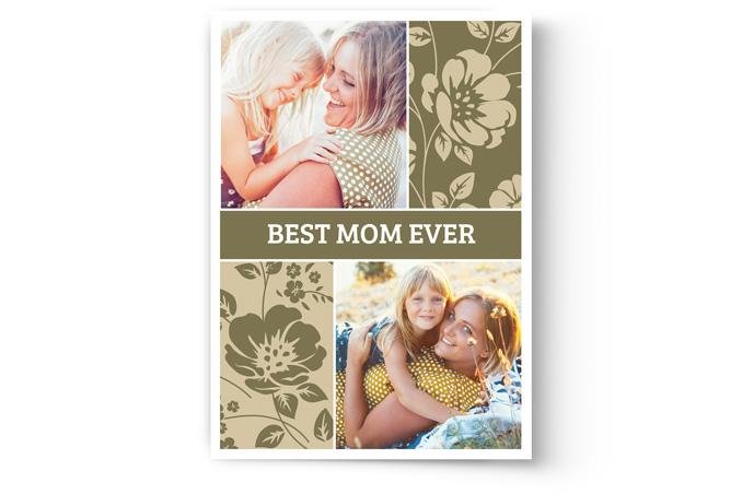Mother and daughter sharing joyful moments together on a custom printed Mother’s Day card from Photo Book Press with the text 
